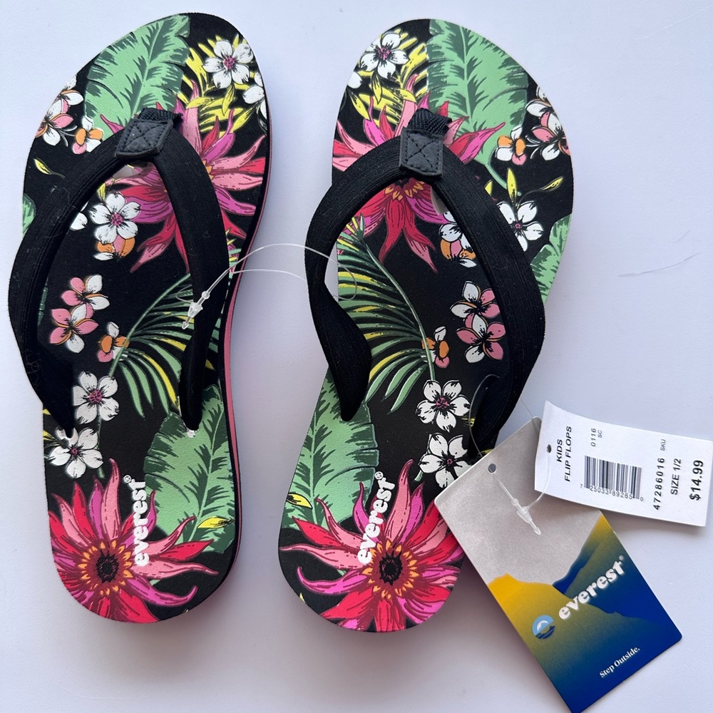 Kids Floral Flip Flops
